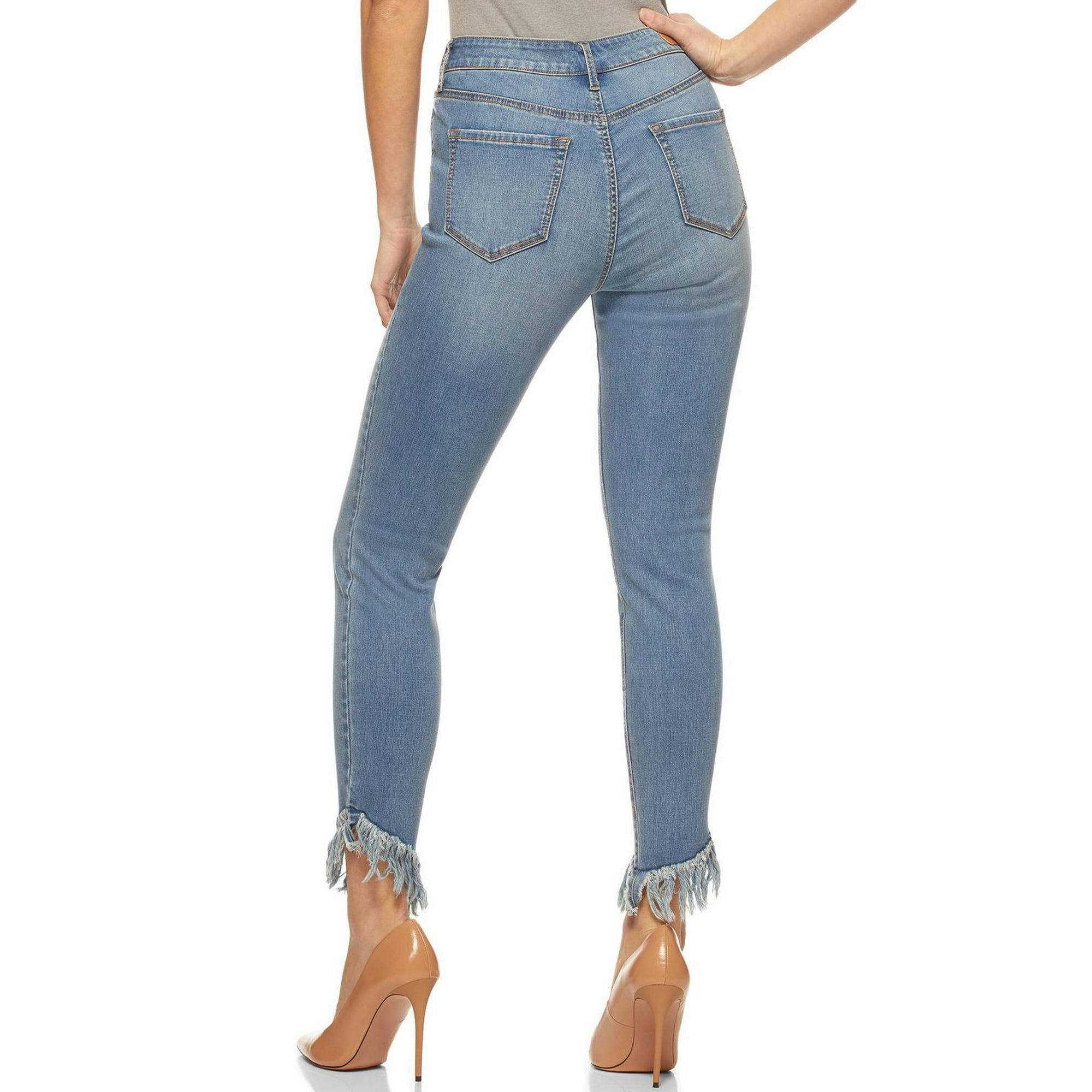 SOFIA Vergara Jeans Womens Size 8 Rosa Curvy Ankle Stretch Raw Hem Blue  Denim *