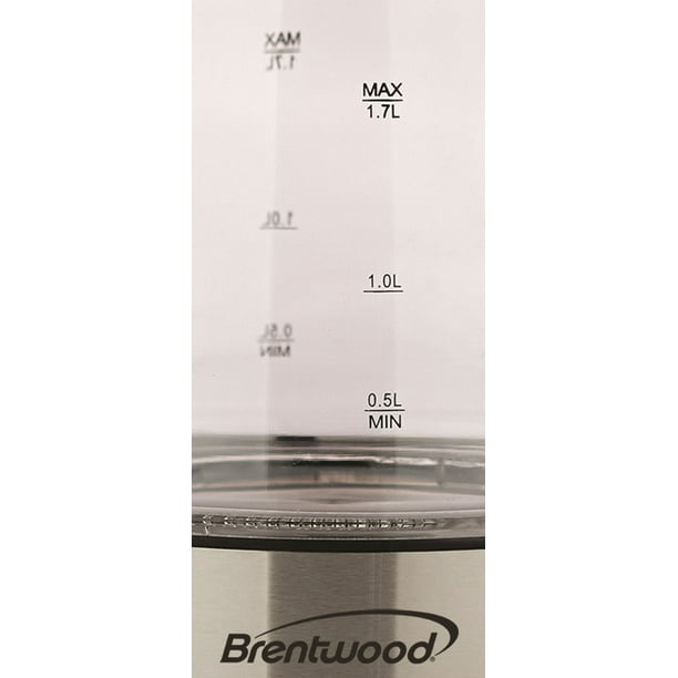 Bouilloire électrique sans fil en verre de 1.7L de Brentwood