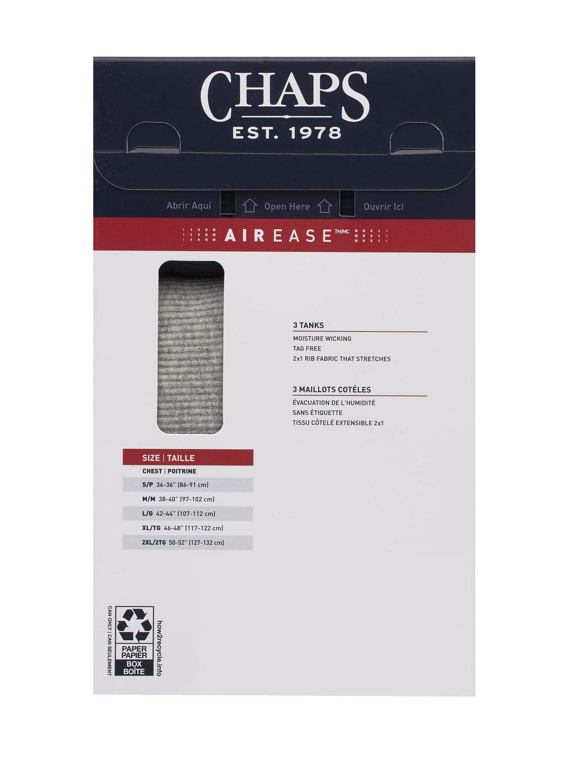 Camisoles assorties pour hommes Chaps, paquet de 3 AUTHENTIQUE, CLASSIQUE, INTEMPOREL