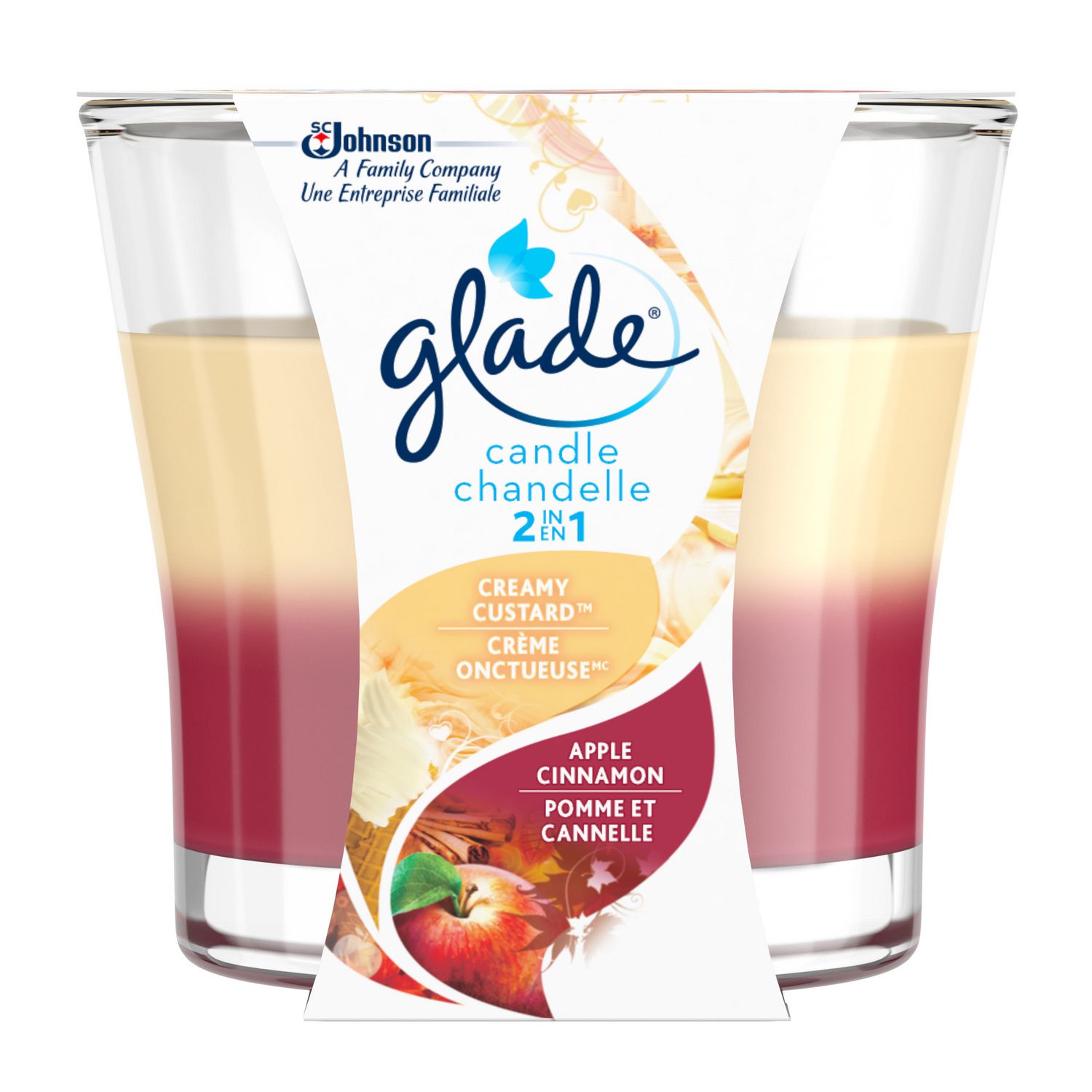 Glade® 2 in 1 Scented Candle Creamy Custard™ & Blushing Apple