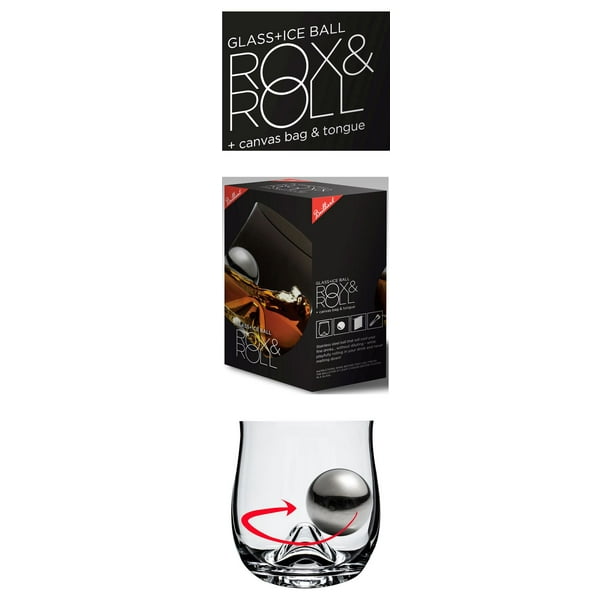 Brilliant ROX and ROLL 4-Piece Whisky Glass with Stainless Steel Ice Ball  Set