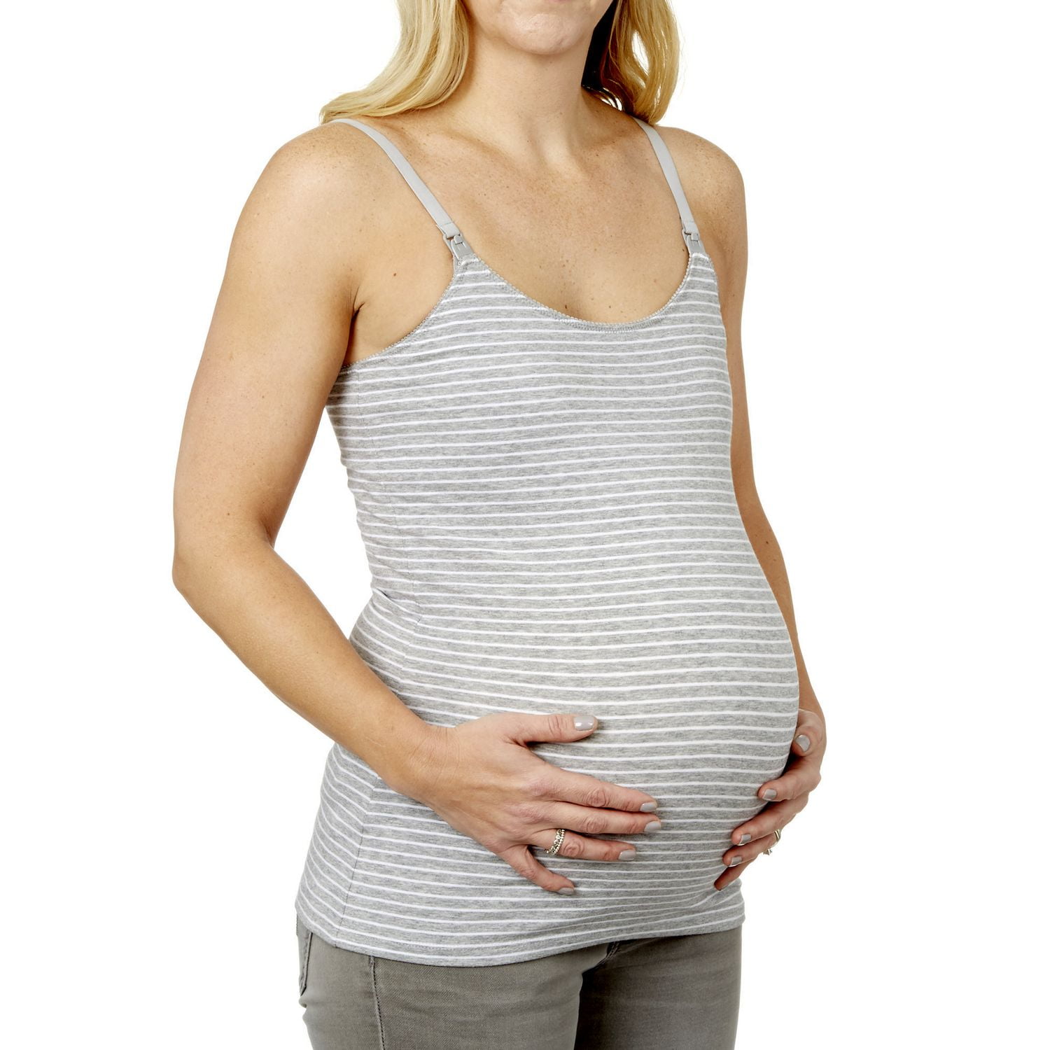 Striped nursing tank top, Maternity singlet / Nursing singlet