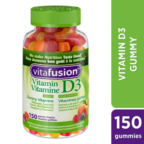 Vitamines gélifiées Vitafusion Vitamine D pour adultes 150 gélifiés, saveur naturelle