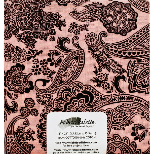 Tissu pré coupé Fat Quarter de Fabric Creations à imprimé brun avec paisly rose