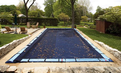 Système de couverture d'hiver rectangulaire en maille élastique de 12 x 24  pieds pour piscine creusée