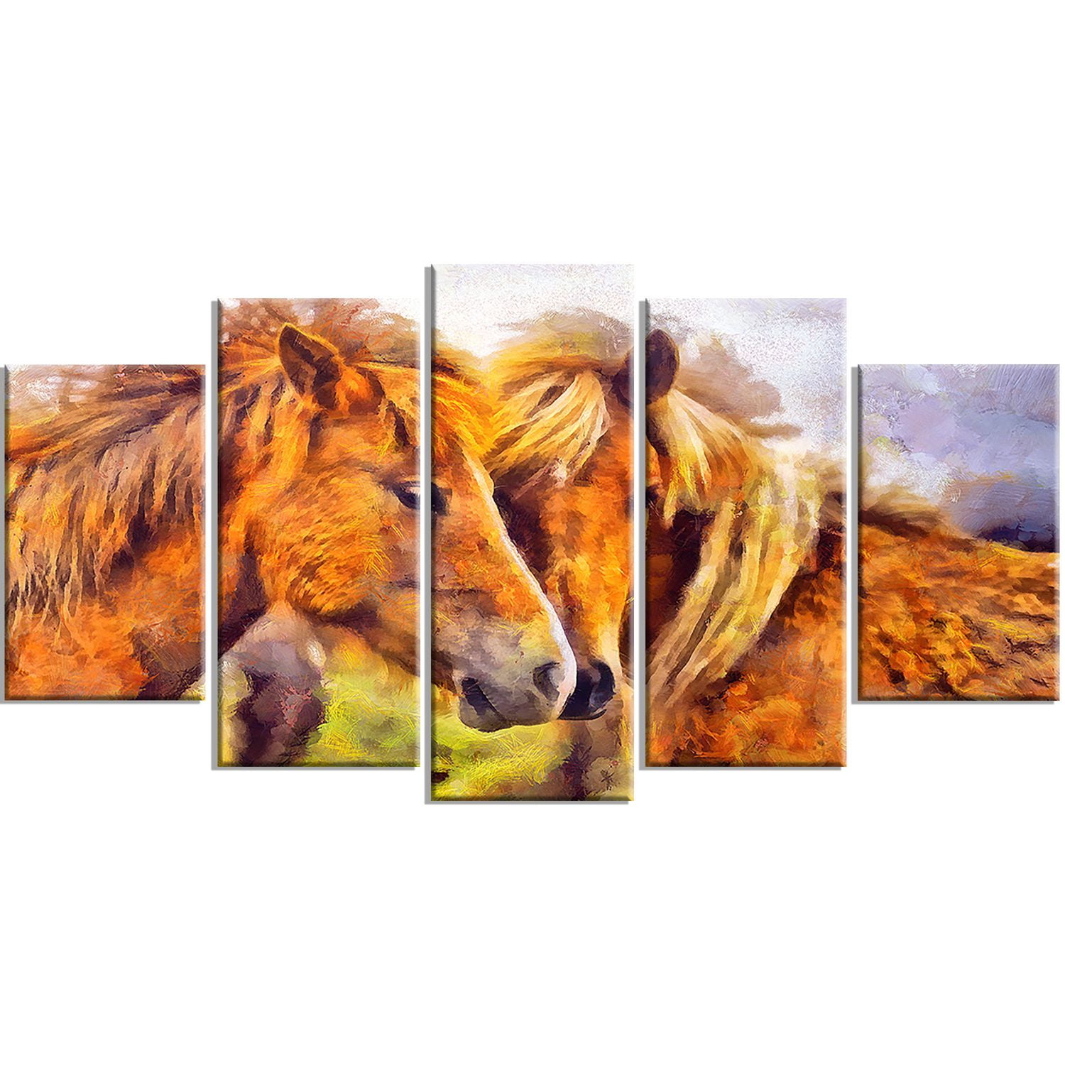 Design Art Loving Horses Animal Art MultiPanel Canvas Wall Art