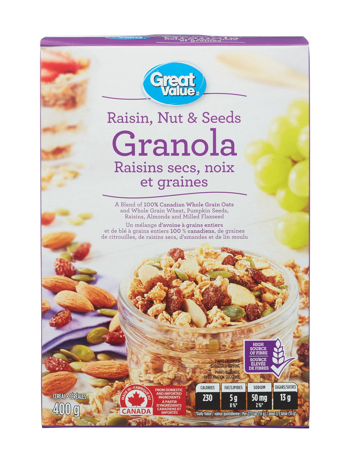 Great Value Raisin, Nut, & Seeds Granola | Walmart Canada