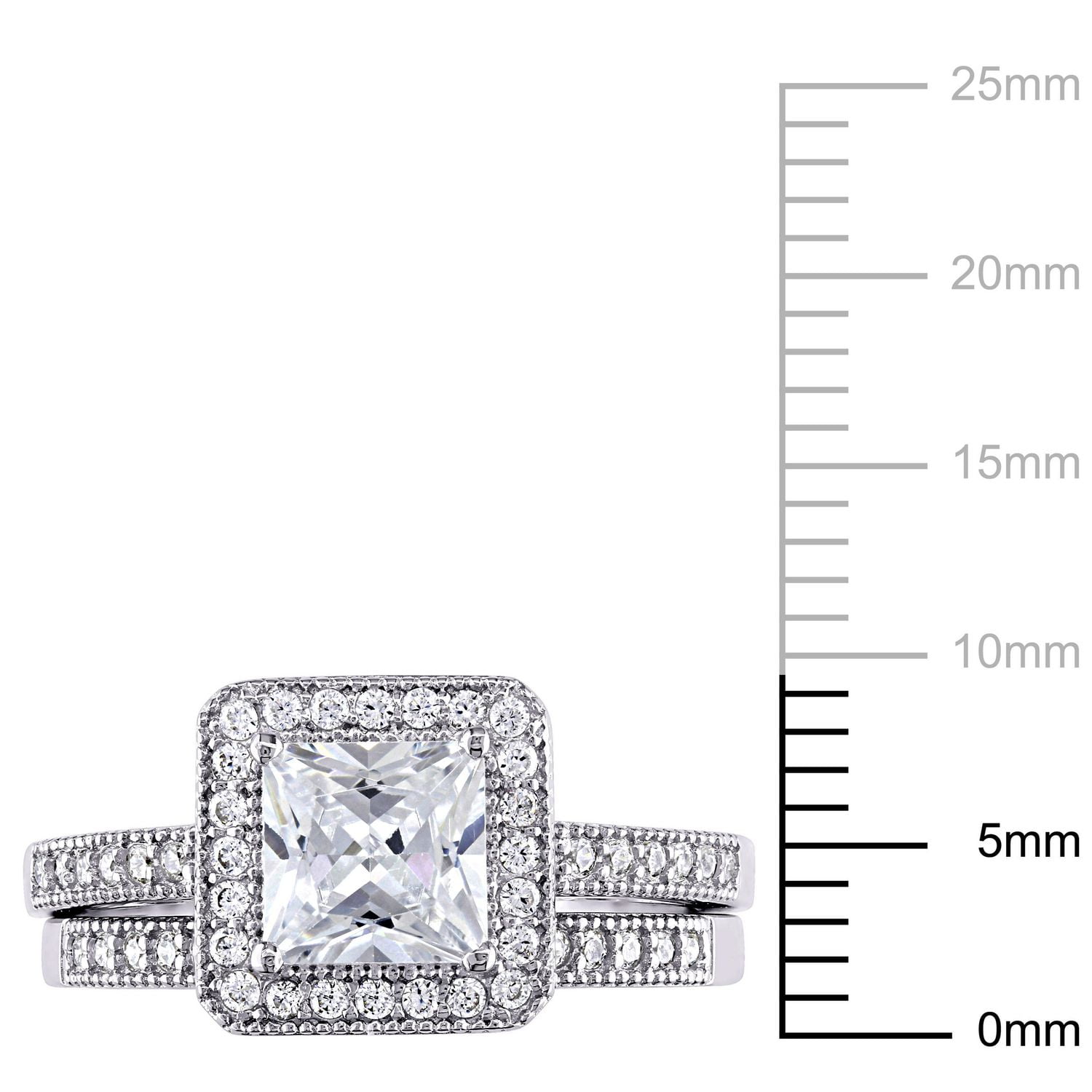 Miabella 2.34 Carat T.G.W. Princess and Round-Cut Cubic Zirconia Sterling Silver Bridal Set