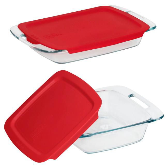 Pyrex Easy Grab 4 Piece Value Pack 9x13 oblong 8x8 square 13x9 oblong 8x8 square Walmart