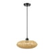 Luminaire suspendu noir mat à 1 ampoule avec abat-jour en bambou blond – image 1 sur 9