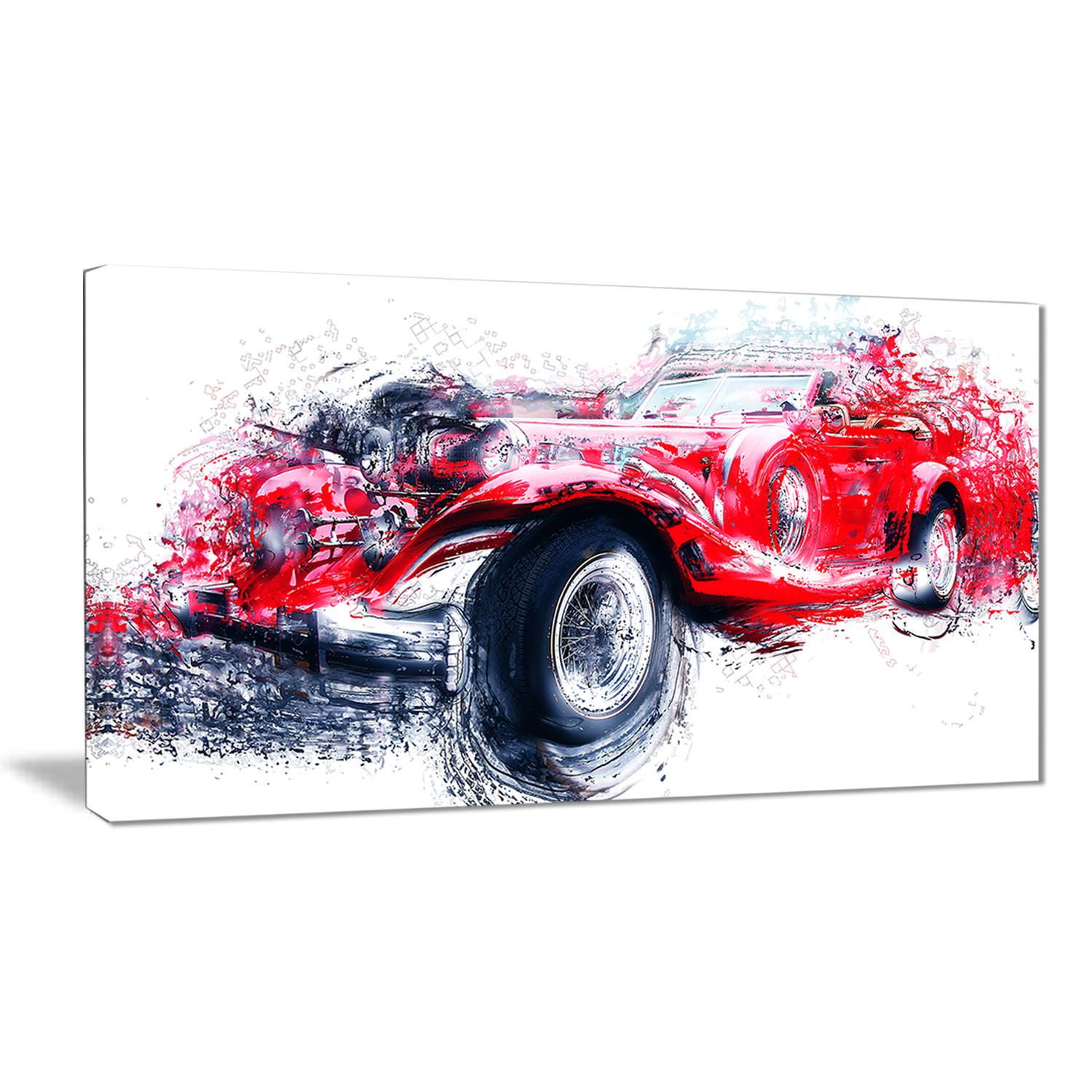 Design Art Red Vintage Classic Car Canvas Wall Art | Walmart Canada