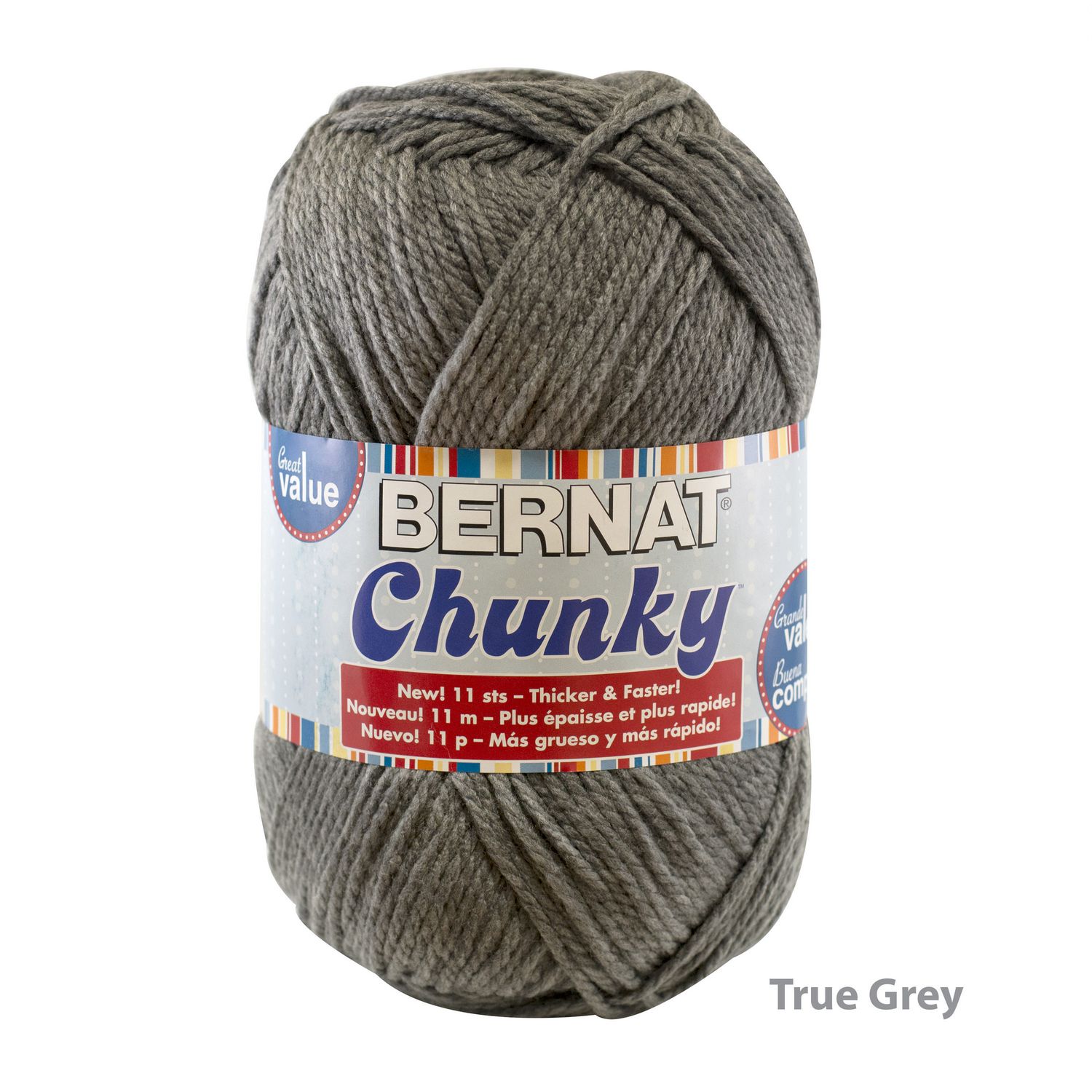 Bernat Softee Chunky Set of 3 1 Extra 100% Acrylic Yarn, Super Bulky 6 Grey  Ragg/natural/dark Taupe 