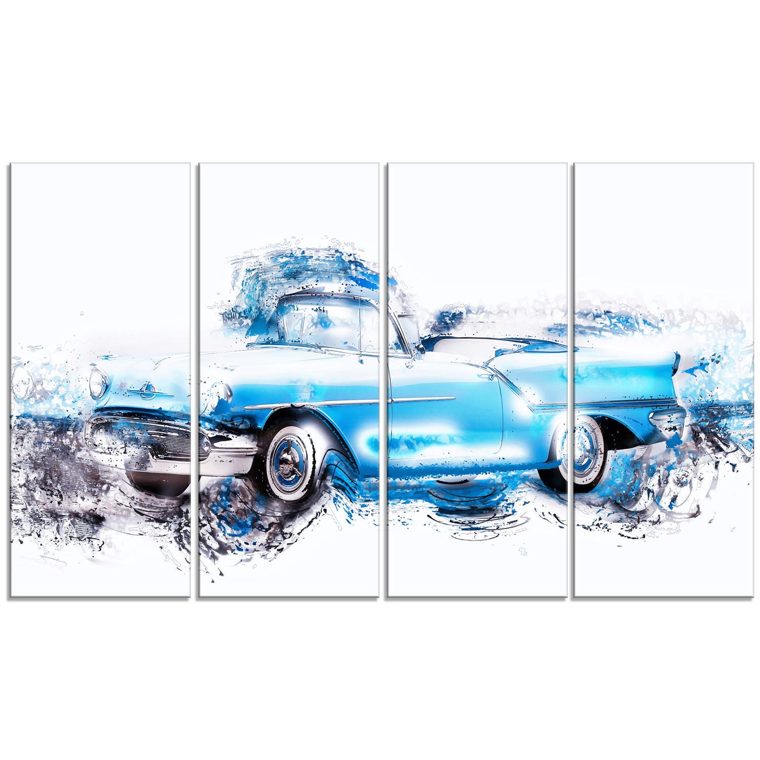 Design Art Baby Blue Vintage Car Canvas Wall Art Walmart Canada