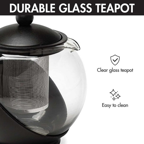Half Moon Teapot with Removable Infuser, Glass Tea Maker, Reusable, Fine  Mesh St