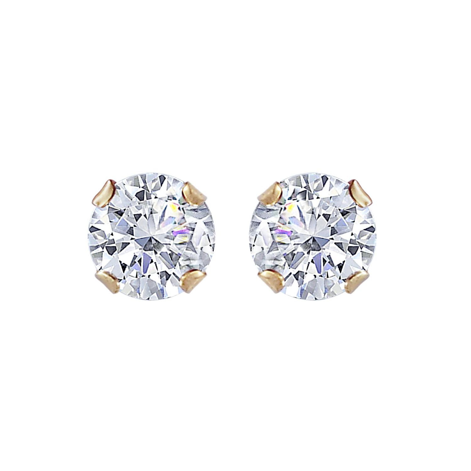 Luxury Designs 10K Yellow Gold 5mm Cubic Zirconia Stud Earring