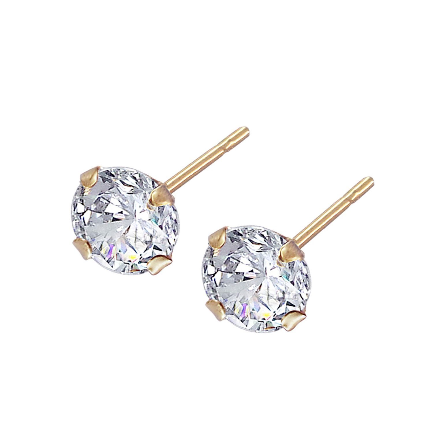 Luxury Designs 10K Yellow Gold 5mm Cubic Zirconia Stud Earring