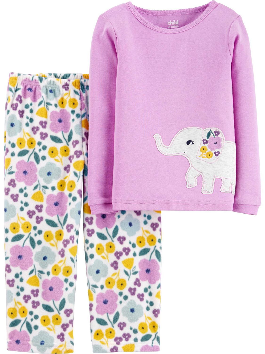Child of Mine made by Carter's Girls' 2-piece Fleece Pajama - Elephant