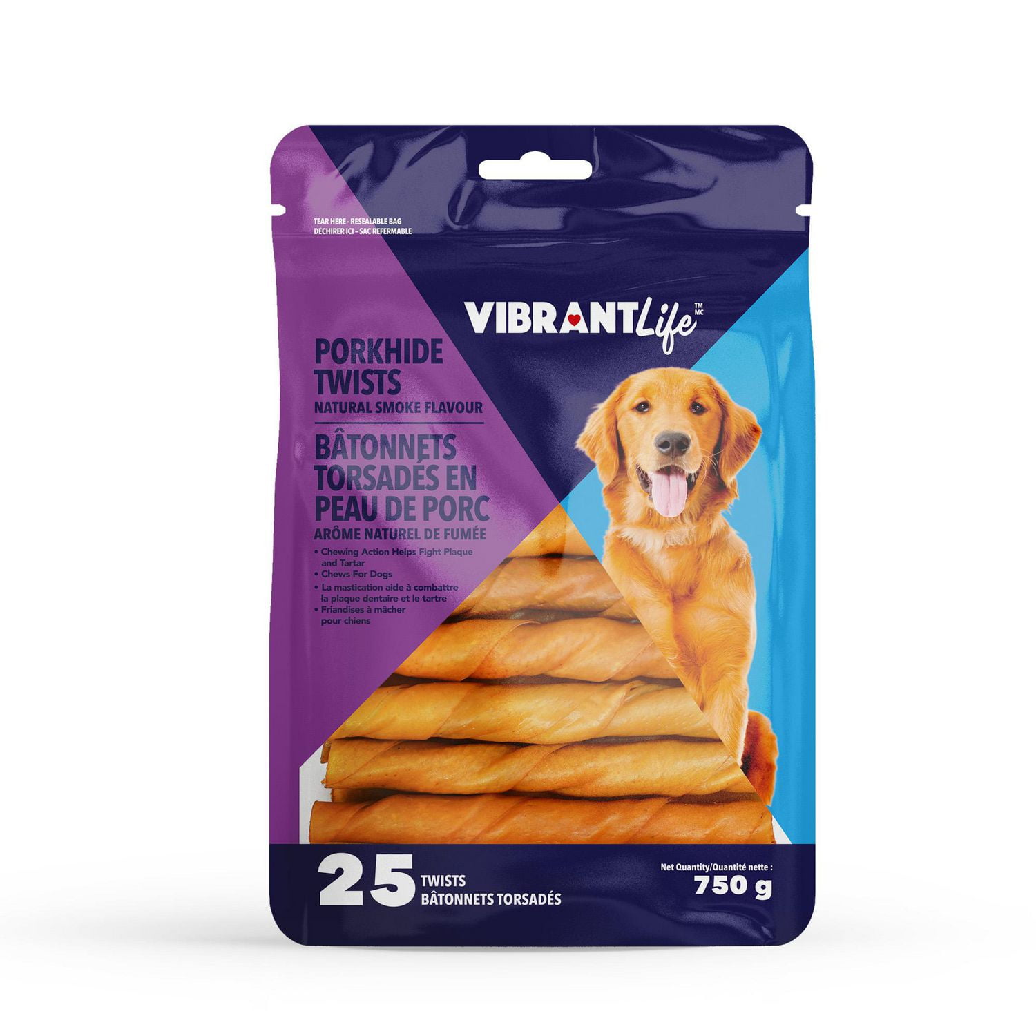 VibrantLife Porkhide Twists Chews for Dogs 750 g Walmart