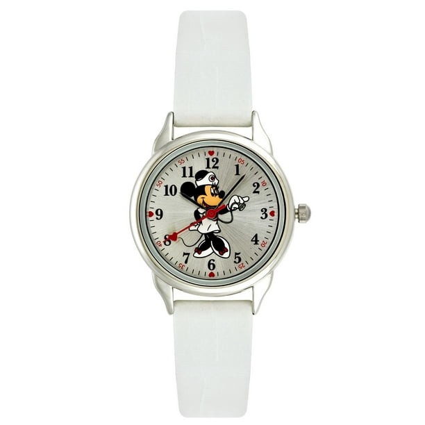 Montre pour adultes avec bracelet blanc de Minnie Mouse