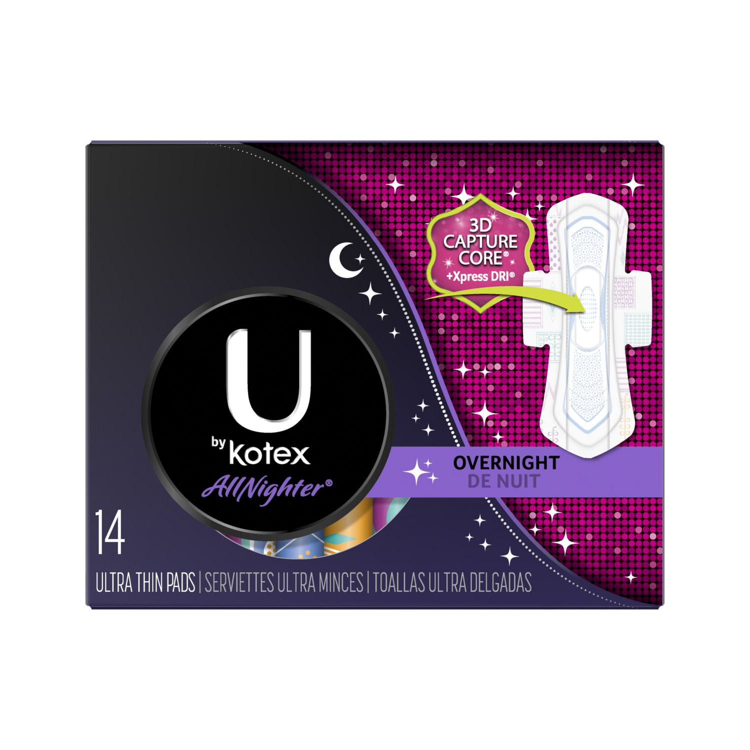 U by Kotex AllNighter Ultra Thin Overnight Pads with Wings, Unscented