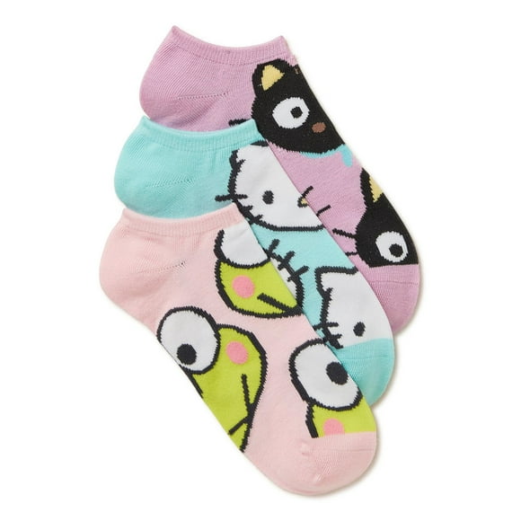 Hello Kitty & Friends Women's Blue No-Show Socks, 3-Pack, Size 4-10, Lightweight Women's No-Show Socks