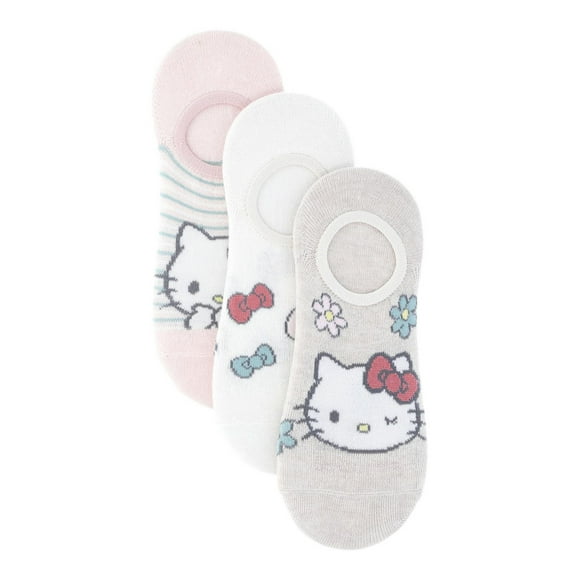 Hello Kitty Women's Beige Scoop Liner Socks, 3-Pack, Size 4-10, Lightweight Women's Liner Socks