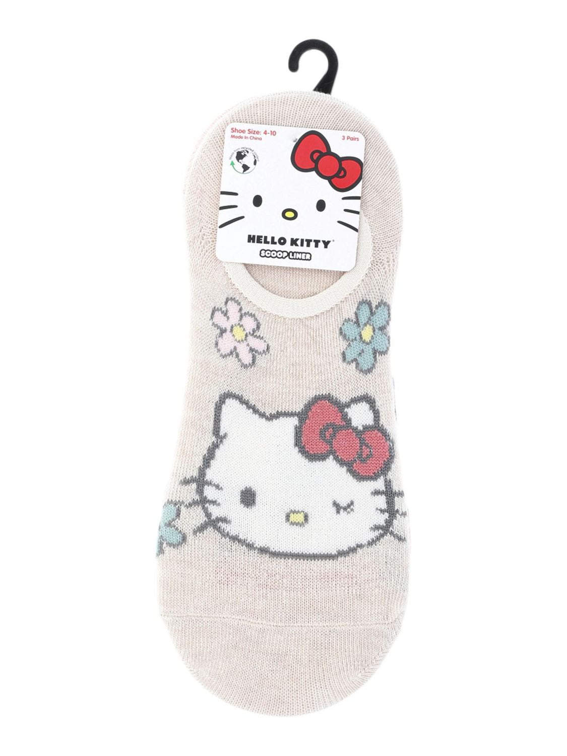 Chaussettes Hello Kitty beiges pour femmes, paquet de 3, tailles 4-10