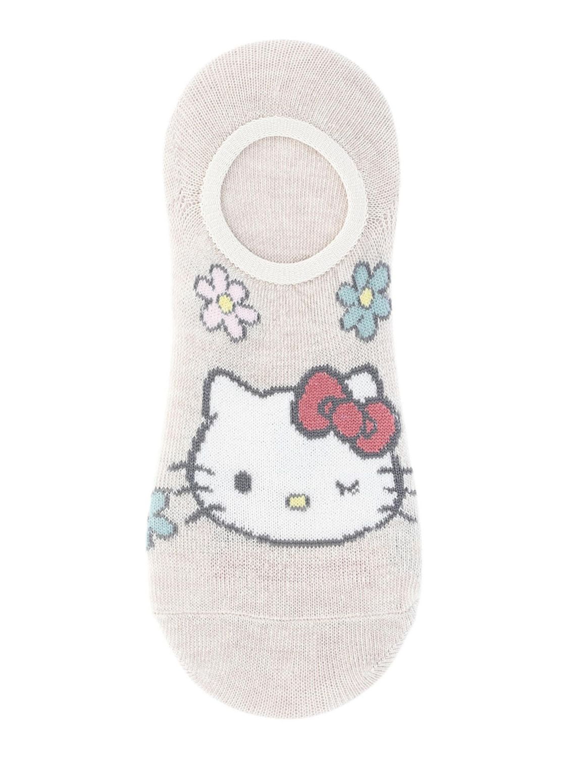Chaussettes Hello Kitty beiges pour femmes, paquet de 3, tailles 4-10