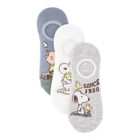 Peanuts Women's Scoop Liner Socks, 3-Pack, Size 4-10, Lightweight Women's Liner Socks