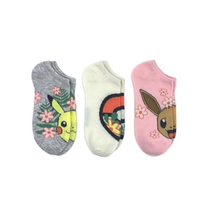 Pokemon No-Show Des chaussettes pour femme, 3-Pack, Taille 4-10