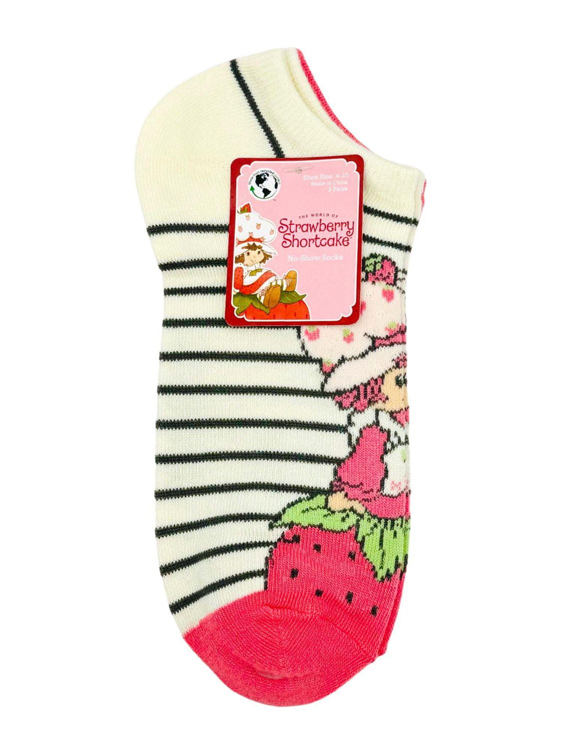Strawberry Shortcake Women's No-Show Socks, 3-Pack, Size 4-10, Lightweight Women's No-Show Socks