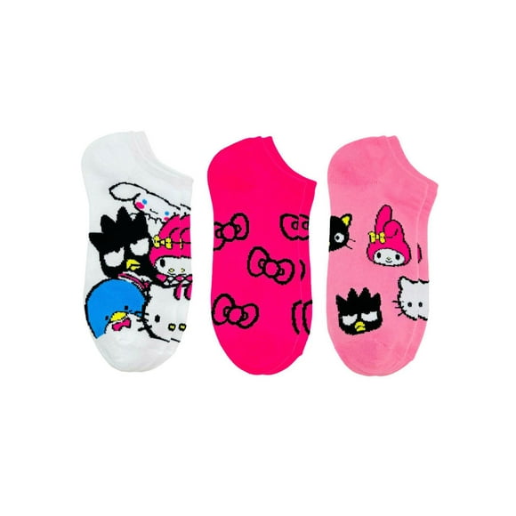Hello Kitty & Friends Women's No-Show Socks, 3-Pack, Size 4-10, Lightweight Women's No-Show Socks