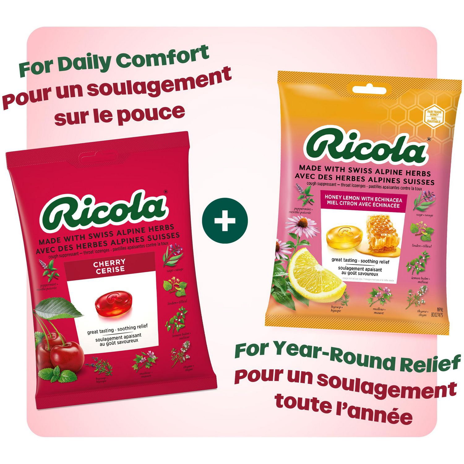 Ricola Cherry Drops, Delicious Naturally Refreshing Low Menthol Throat Relief, 19 Count