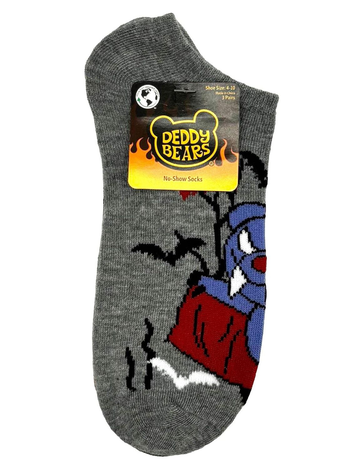 Deddy Bears Women's No-Show Socks, 3-Pack, Size 4-10