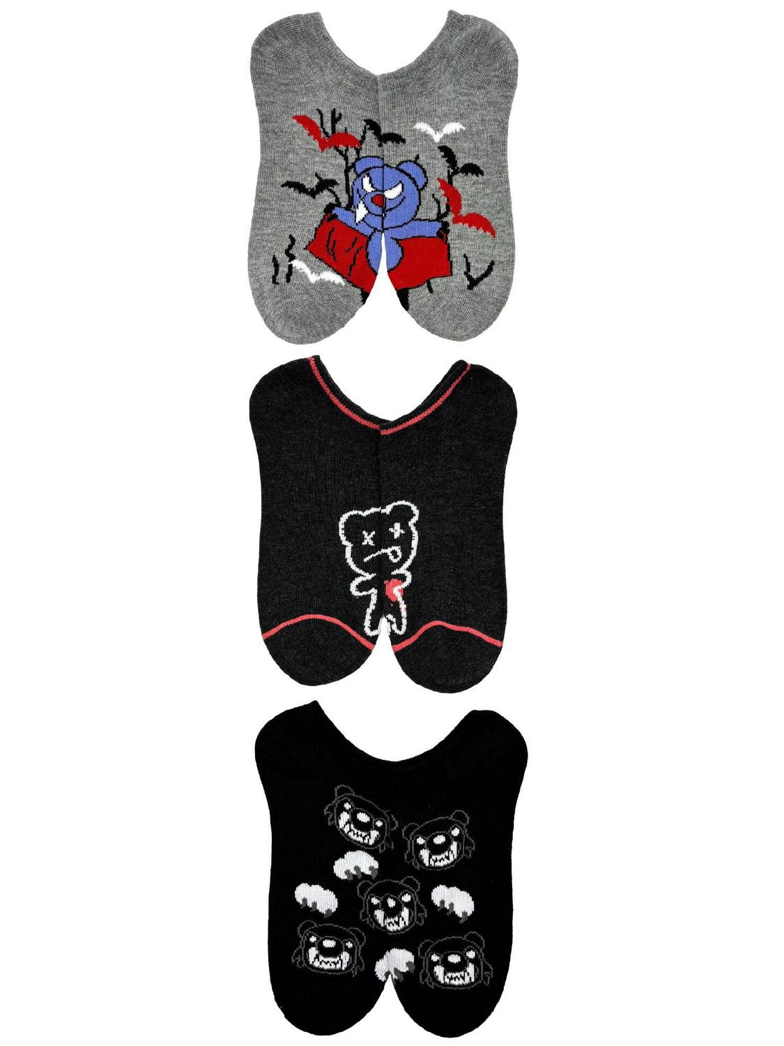 Deddy Bears Women's No-Show Socks, 3-Pack, Size 4-10