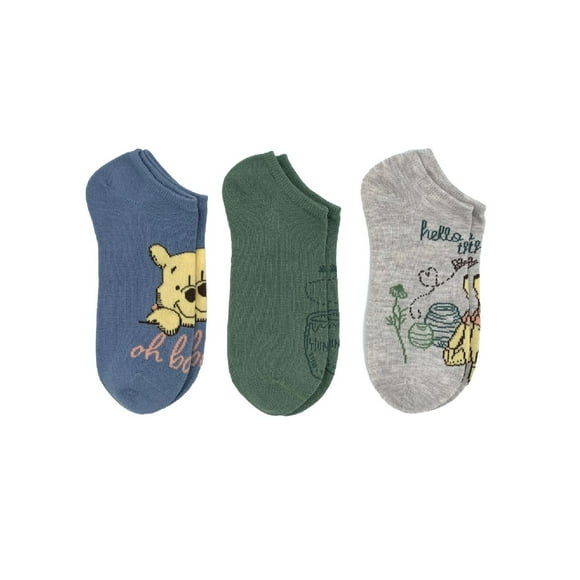 Winnie the Pooh Women's No-Show Socks, 3-Pack, Size 4-10, Lightweight Women's No-Show Socks