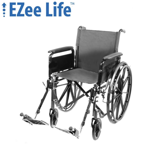 Fauteuil roulant standard Ezee Life - Largeur de siège de 18 po avec repose-pieds surélevés