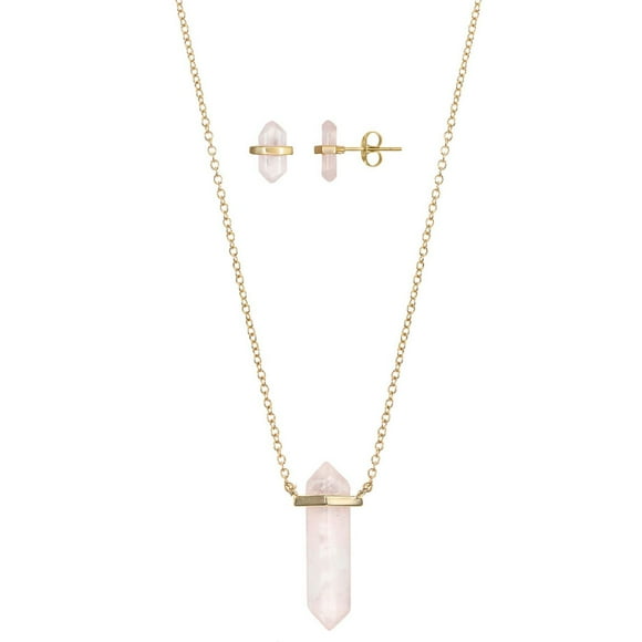 Luxury Designs Rose Quartz Necklace and earring set