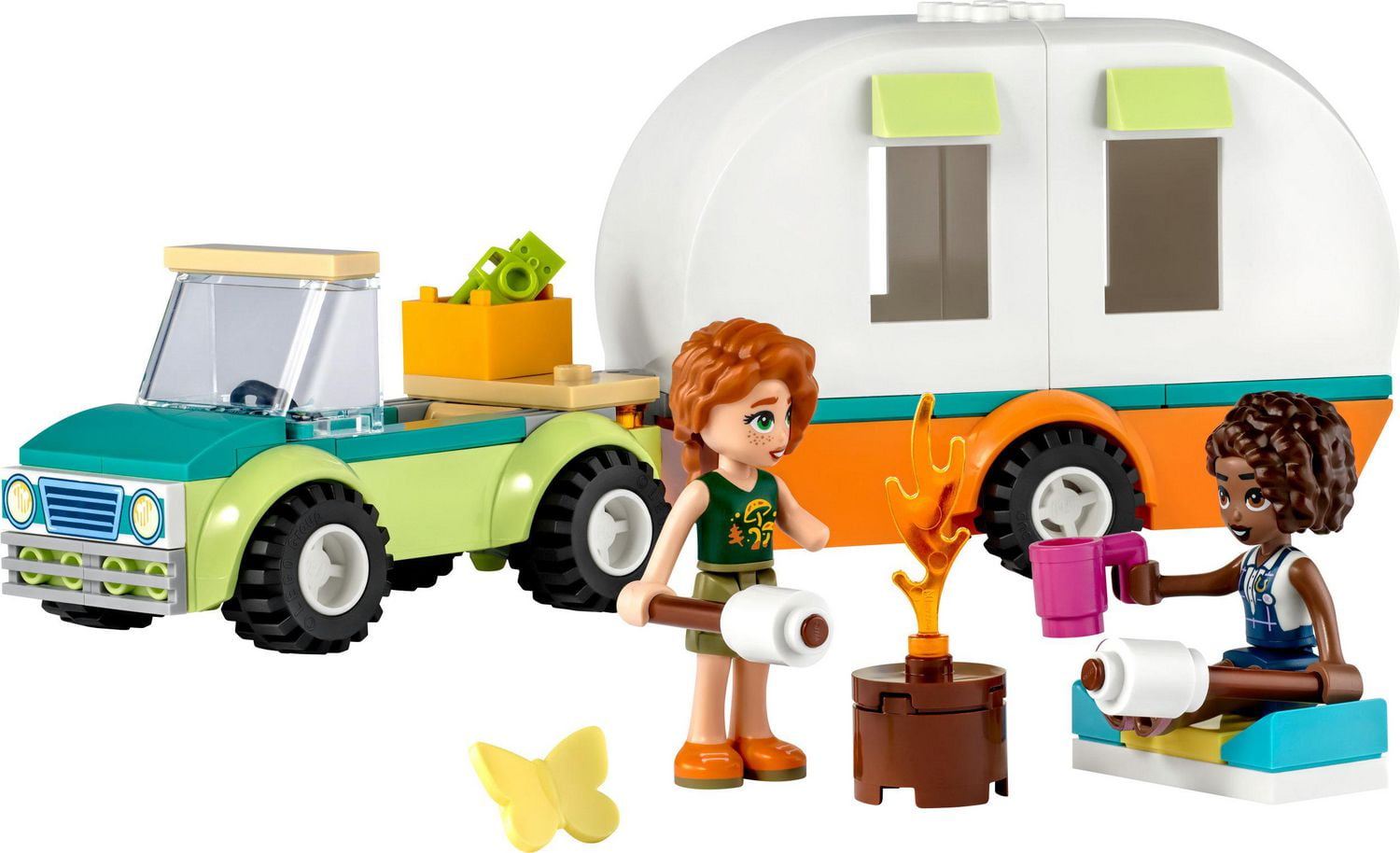 LEGO Friends Holiday Camping Trip 41726 Toy Caravan with Car Toy Camper Van Pretend Play Toy Camping Set for Kids Girls and Boys 4 Year Old Forest Adventure Set with Two Minifigures