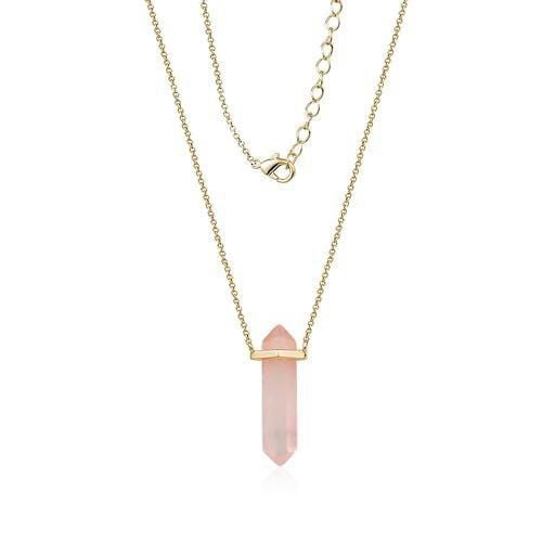Luxury Designs Ensemble collier et boucles d'oreilles en quartz rose