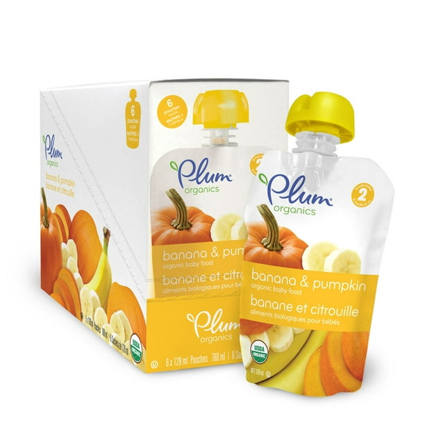 Plum® Organics Aliments biologiques pour bébés - banane et citrouille