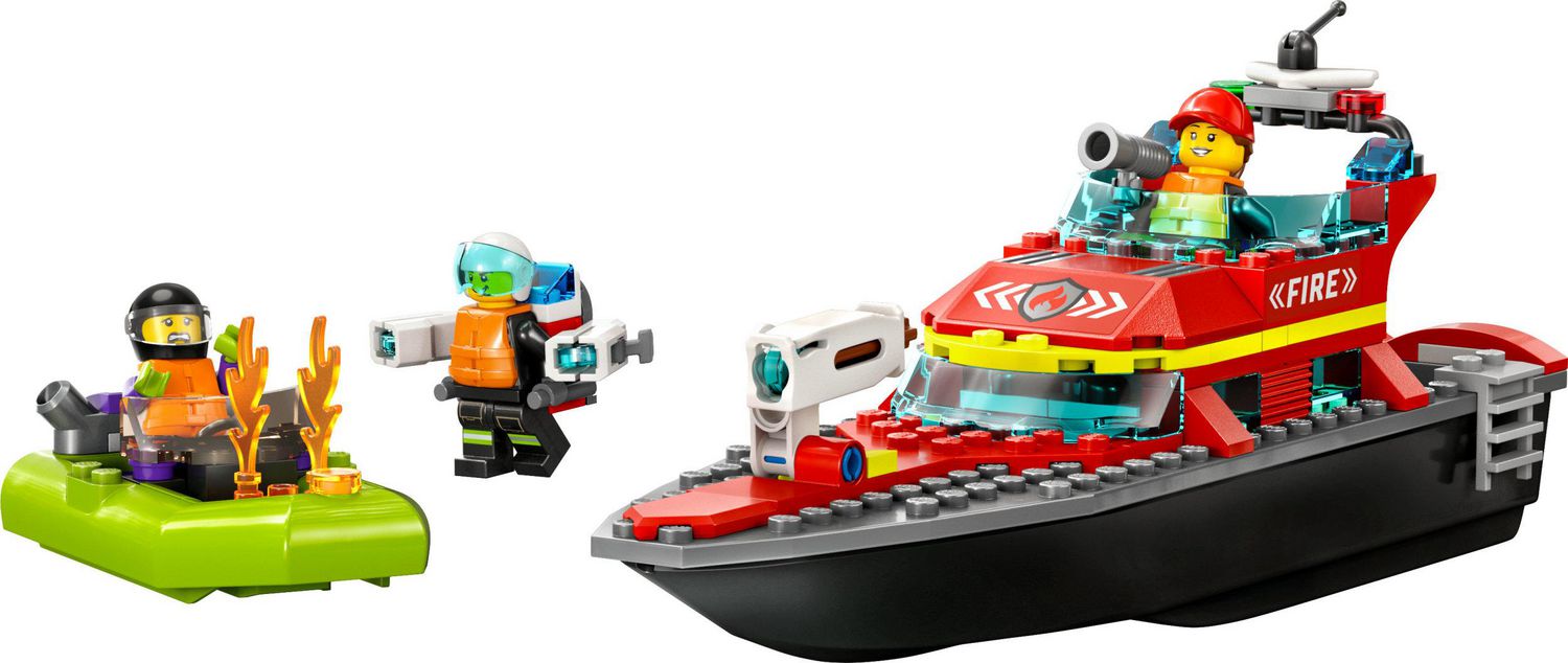LEGO City Fire Rescue Boat 60373 Toy Boat that Floats on Water for