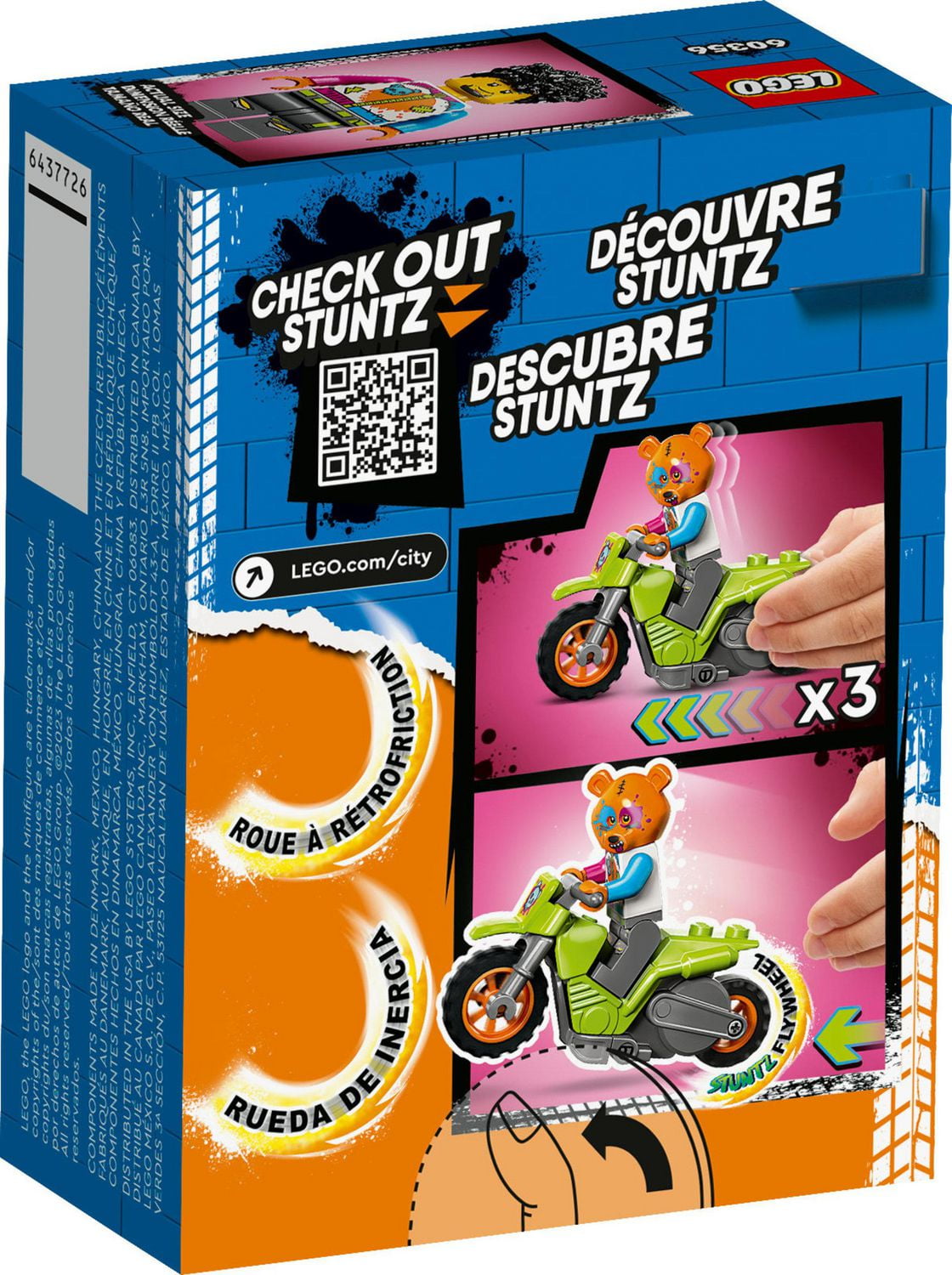 LEGO City Stuntz Bear Stunt Bike Motorbike Toy 60356