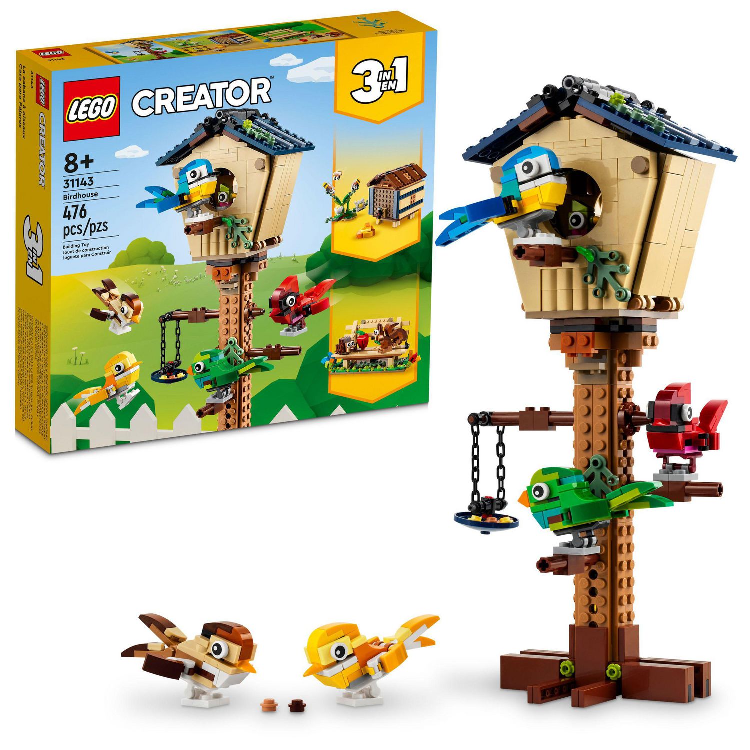 Set,　Beehive　Ages　Colorful　and　Idea,　for　Pieces,　Animal　Kids　476　31143,　Includes　Hedgehog　Birds　Ages　Years　Gift　to　Creator　Set,　Toy　Over,　Forest　Birdhouse　Building　Toys　Figures,　to　3in1　LEGO　8+