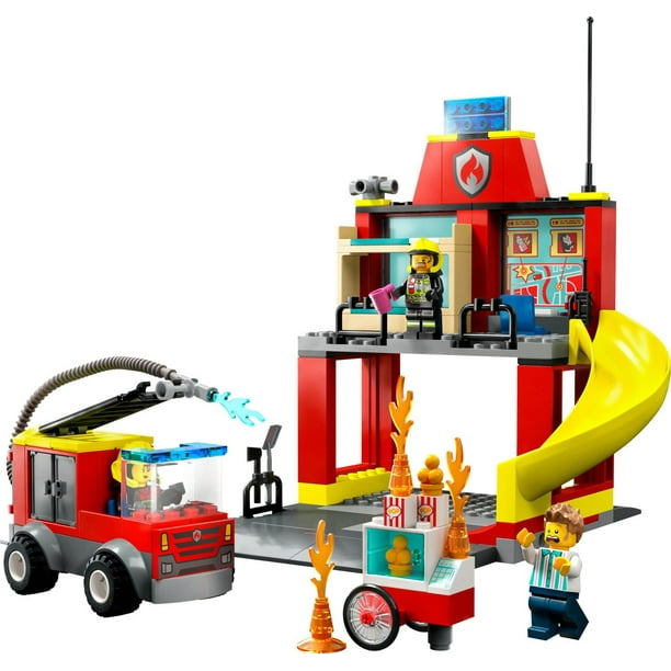 LEGO City Fire La caserne et le camion de pompiers 60375 Ensemble de  construction (153 pièces) Comprend 153 pièces, 4+ ans 