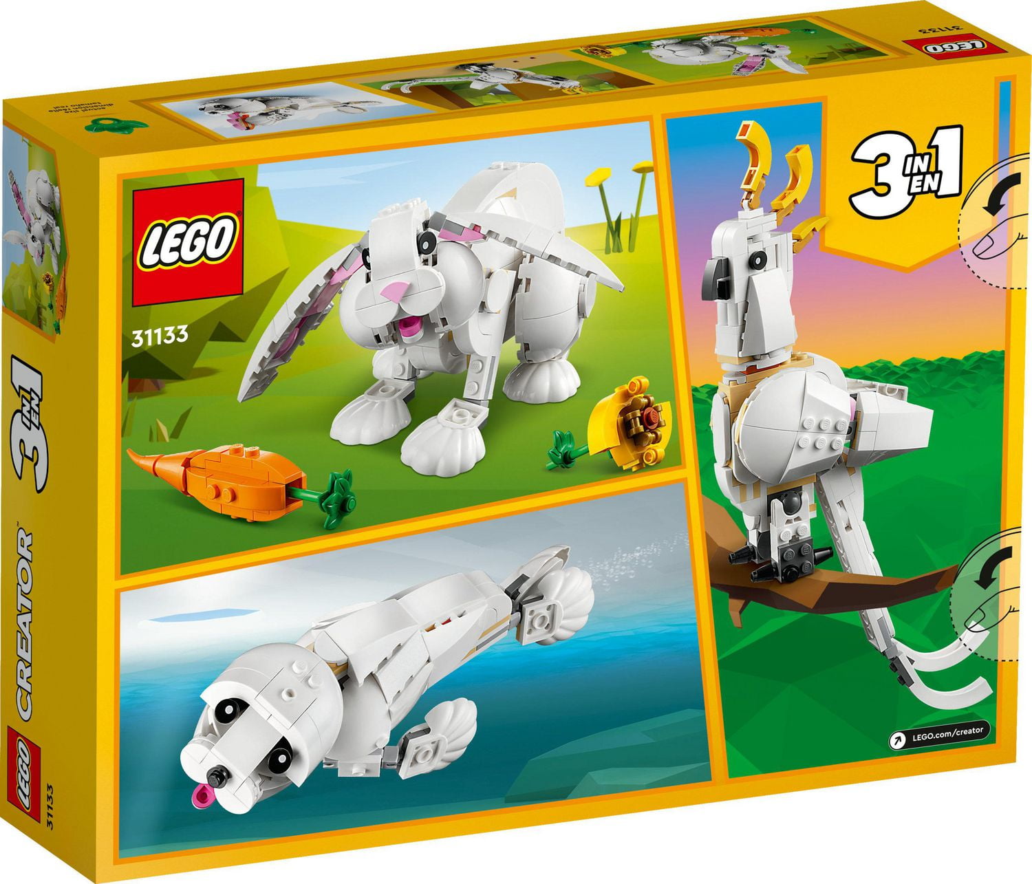 LEGO Creator 3 in 1 White Rabbit Animal Toy Building Set STEM Toy