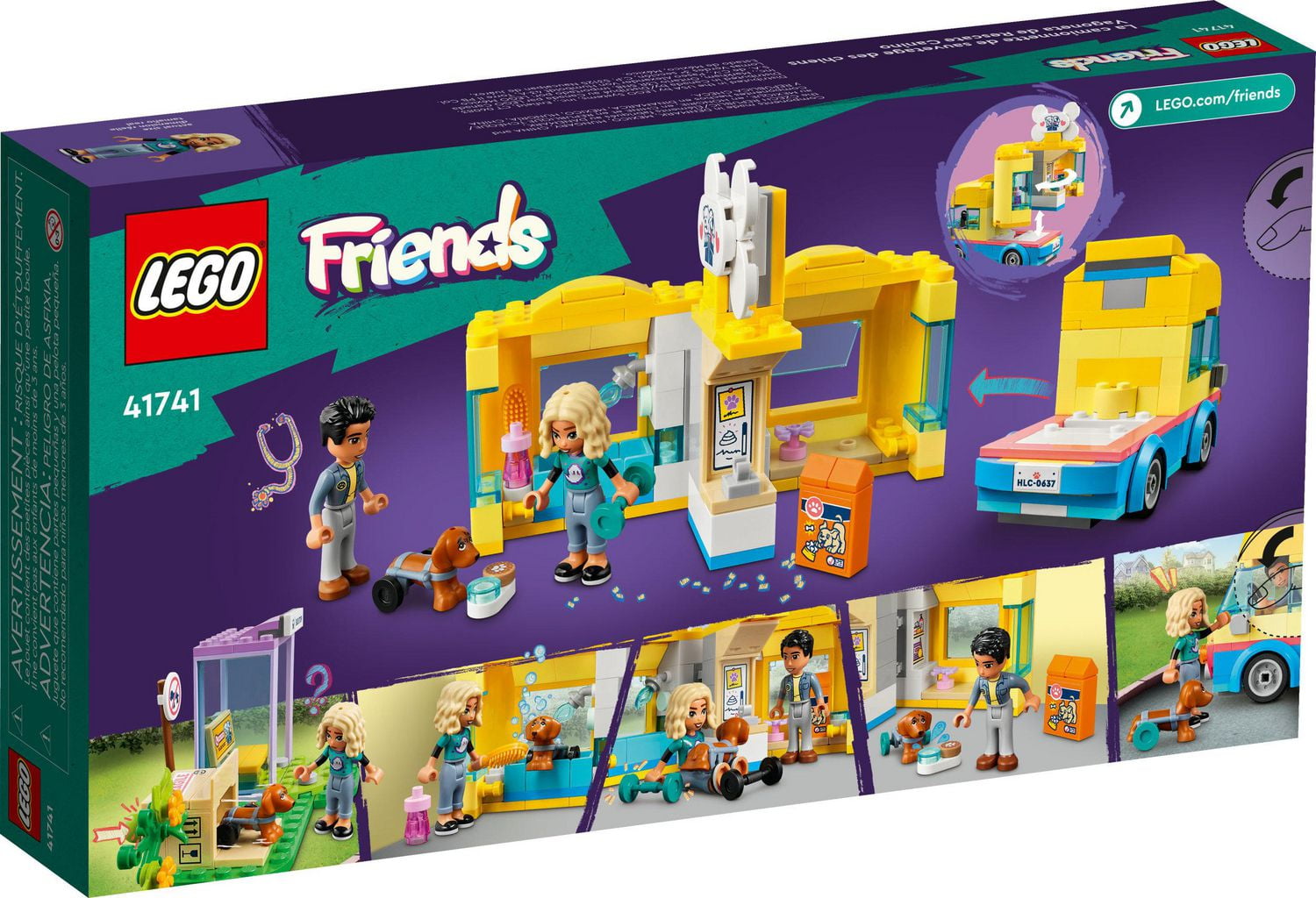 LEGO Friends Dog Rescue Van 41741 Building Toy - Mobile Rescue Center  Playset, Featuring Nova and Dr. Marlon Mini-Dolls, Dog Figure, and Toy Van, 