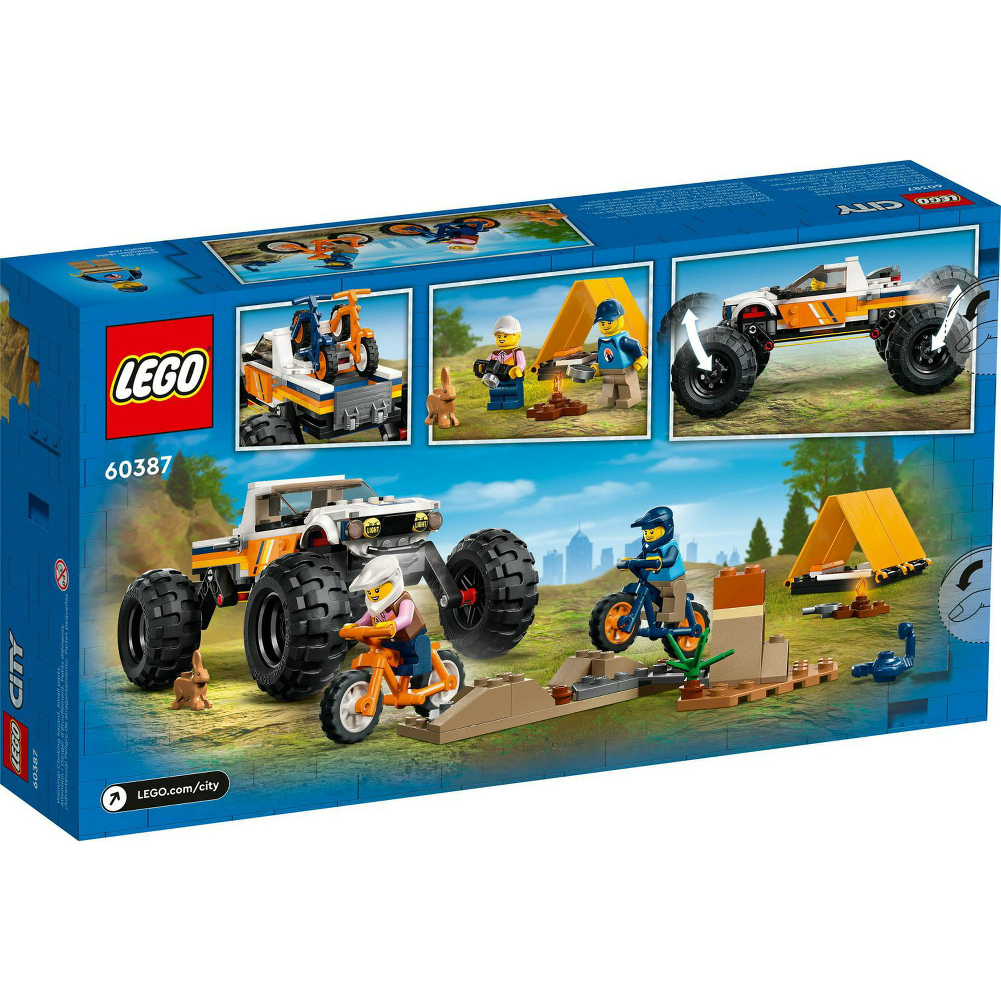 LEGO City 4x4 Off-Roader Adventures 60387 Building Toy - Camping Set  Including Monster Truck Style Car with Working Suspension and Mountain  Bikes, 2 Minifigures, Vehicle Toy for Kids Ages 6+, Includes 252