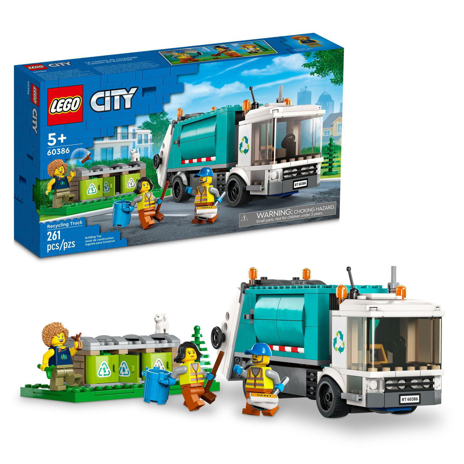 LEGO City Recycling Truck 60386, Toy Vehicle Set with 3 Sorting