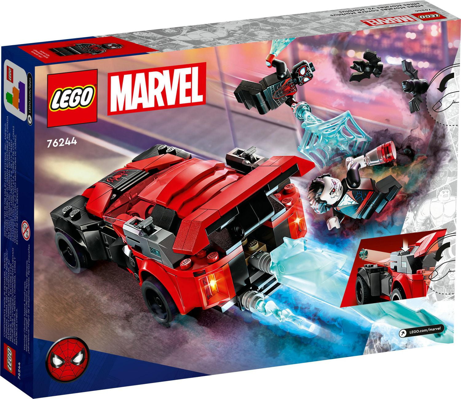 LEGO Marvel Spider-Man Miles Morales vs. Morbius 76244 Building Toy -  Featuring Race Car and Action Minifigures, Adventures in The Spiderverse,  Movie